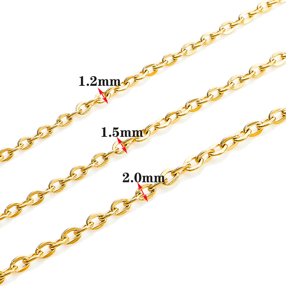 Wholesale 45cm + 5cm Extender Stainless Steel Rolo Necklaces Gold Steel  Rose Gold Black Gun Dainty Cable Chain