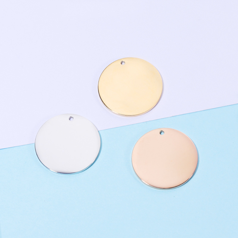 Wholesale Custom DIY Laser Engraved Stainless Steel Disc Pendants Mirror Polished Blank Jewelry Findings Plated Accessories