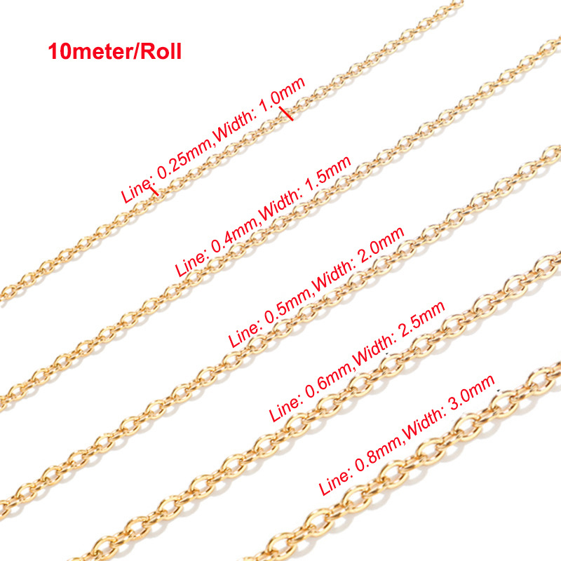 tarnish free 18k pvd gold plated stainless steel necklace diy cable chain meter roll for jewelry making