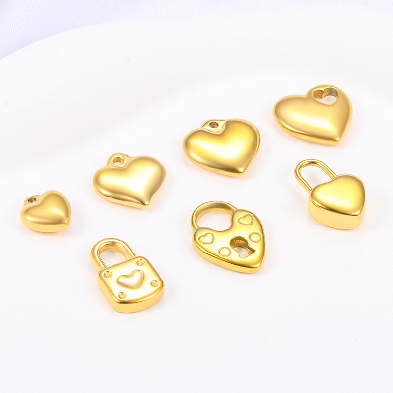 Wholesale Price Stainless Steel DIY Accessories Gold Silver Heart Charms for Pendant Necklace Bracelet Jewelry-Spacers Included