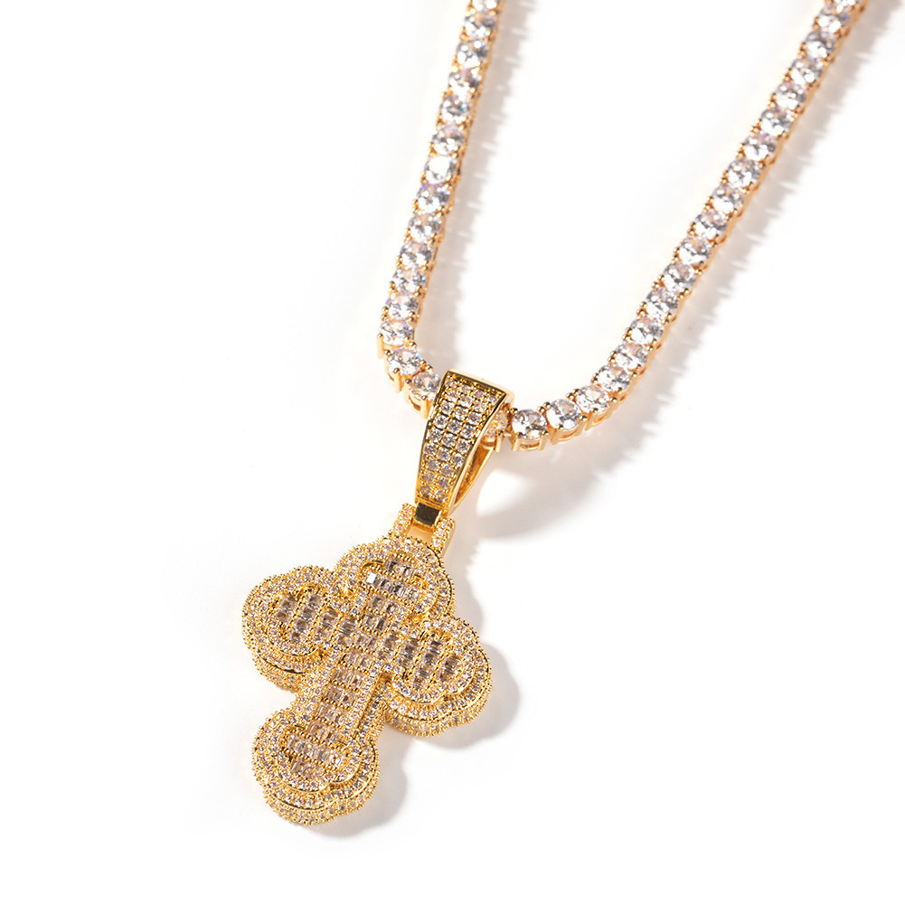 Xiangluo Brass Silver 10k 14k 18k Gold Hip Hop Icy Bling Jewelry Cz Diamond Charm Necklace Cloud Cross Shape Pendant