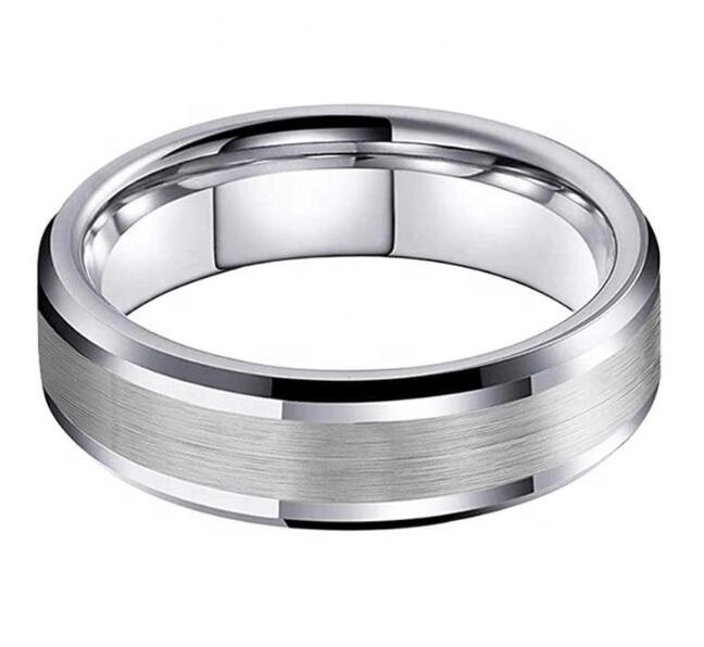 New arrivals Tungsten Wedding Band Matte Brushed Finish Comfort Fit Beveled Edge ring 6mm