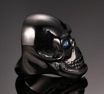 New European 316L stainless steel Black Skull Ring men punk jewelry ring