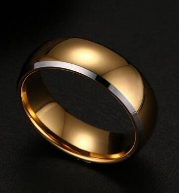 Wholesale men's rounded edge tungsten gold comfort fit rings