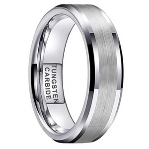 New arrivals Tungsten Wedding Band Matte Brushed Finish Comfort Fit Beveled Edge ring 6mm