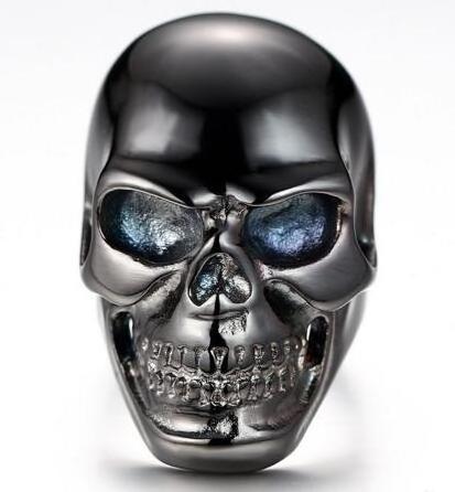 New European 316L stainless steel Black Skull Ring men punk jewelry ring