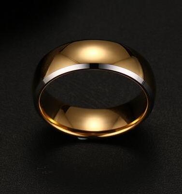 Wholesale men's rounded edge tungsten gold comfort fit rings