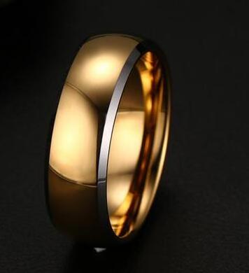 Wholesale men's rounded edge tungsten gold comfort fit rings