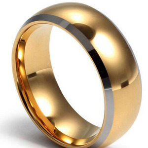 Wholesale men's rounded edge tungsten gold comfort fit rings