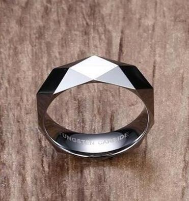 6MM tungsten carbide ring jewelry personalized trend IP plating men's diamond facets tungsten rings