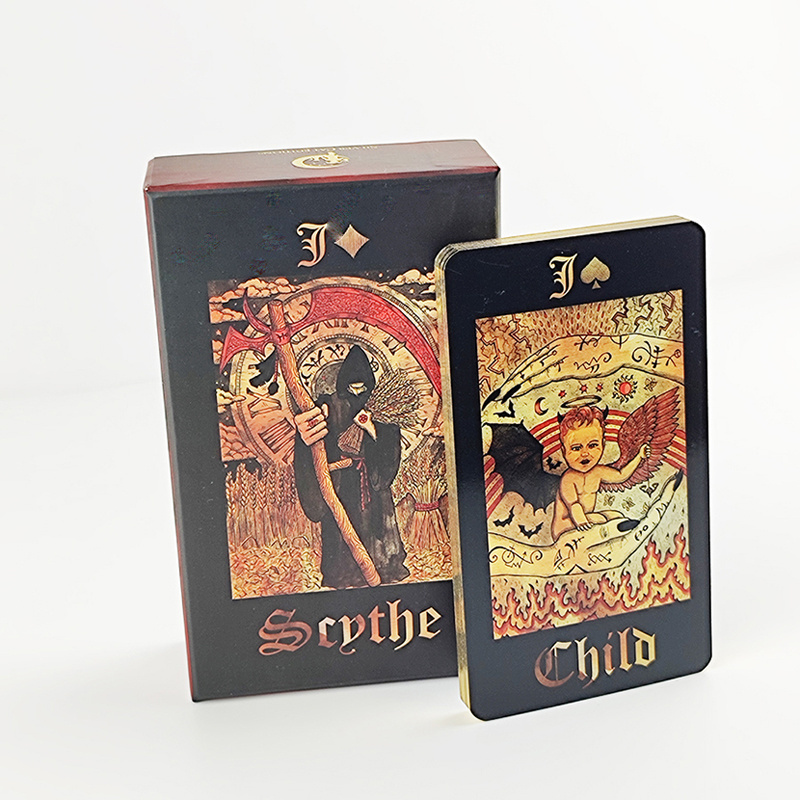 High Quality Custom Wholesale Printing Golden Edges Gold Black Paper Oracle Tarot Deck Affirmation Cards With Book Instruction