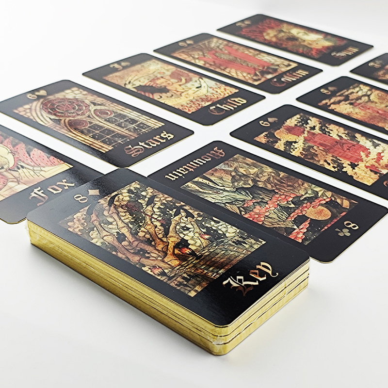 High Quality Custom Wholesale Printing Golden Edges Gold Black Paper Oracle Tarot Deck Affirmation Cards With Book Instruction