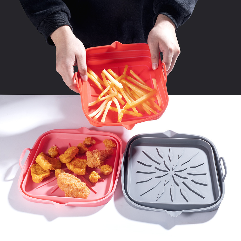 BPA Free Square Reusable Air Fryer Silicone Pots for Food Safe Air fryers Oven Accessories