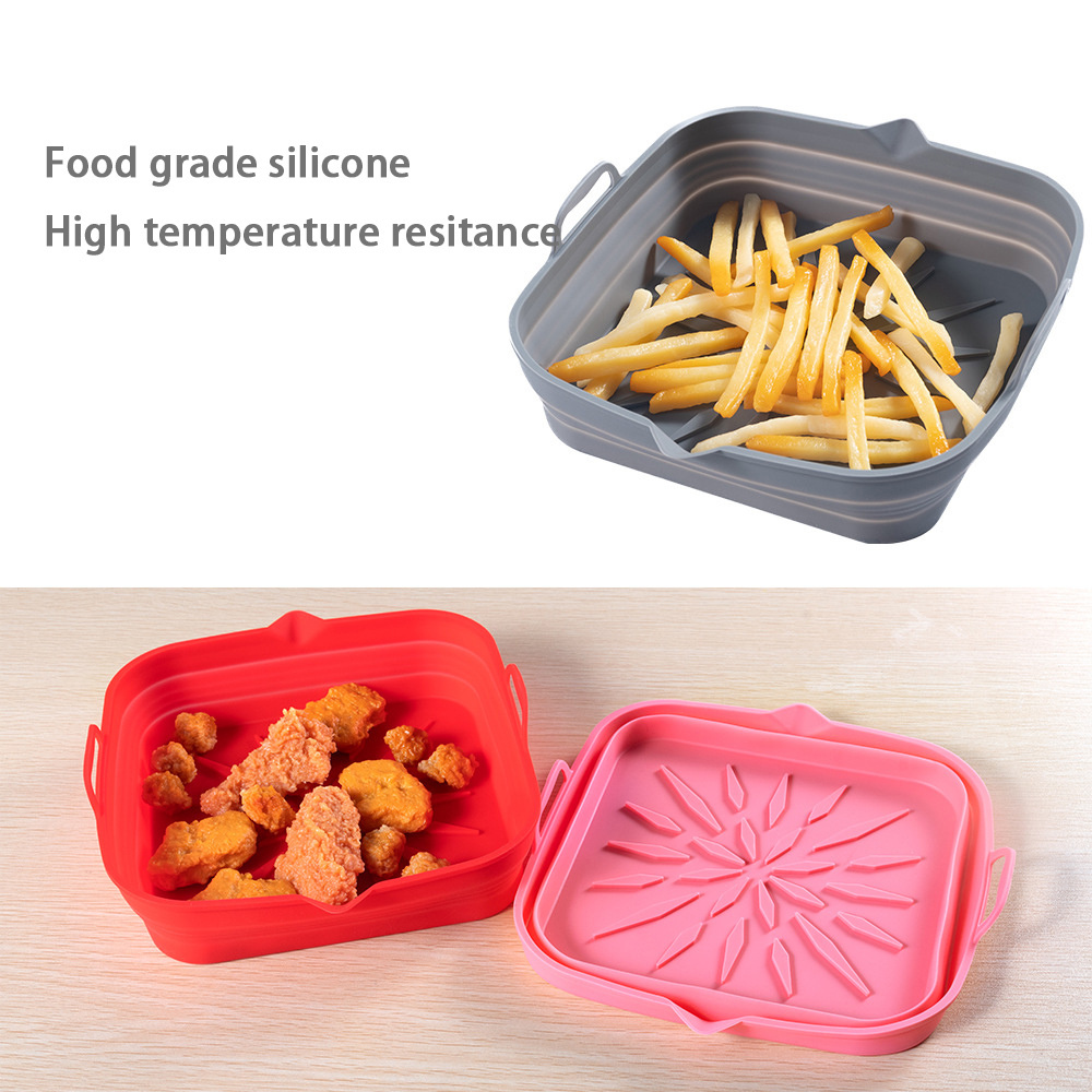 BPA Free Square Reusable Air Fryer Silicone Pots for Food Safe Air fryers Oven Accessories