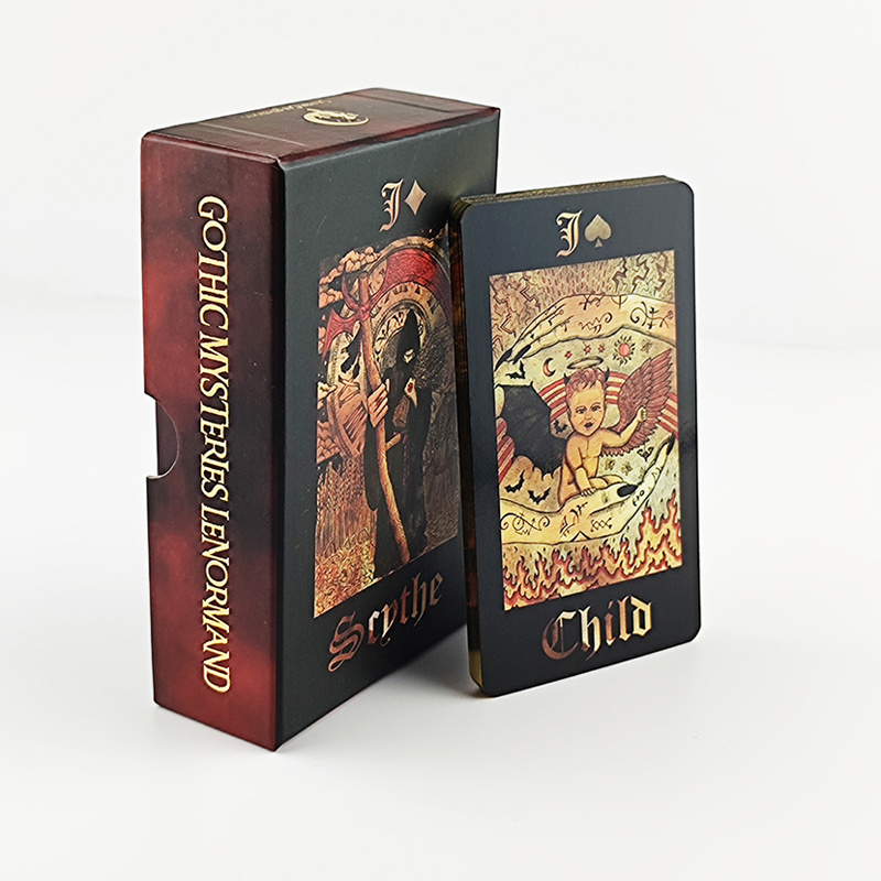 High Quality Custom Wholesale Printing Golden Edges Gold Black Paper Oracle Tarot Deck Affirmation Cards With Book Instruction