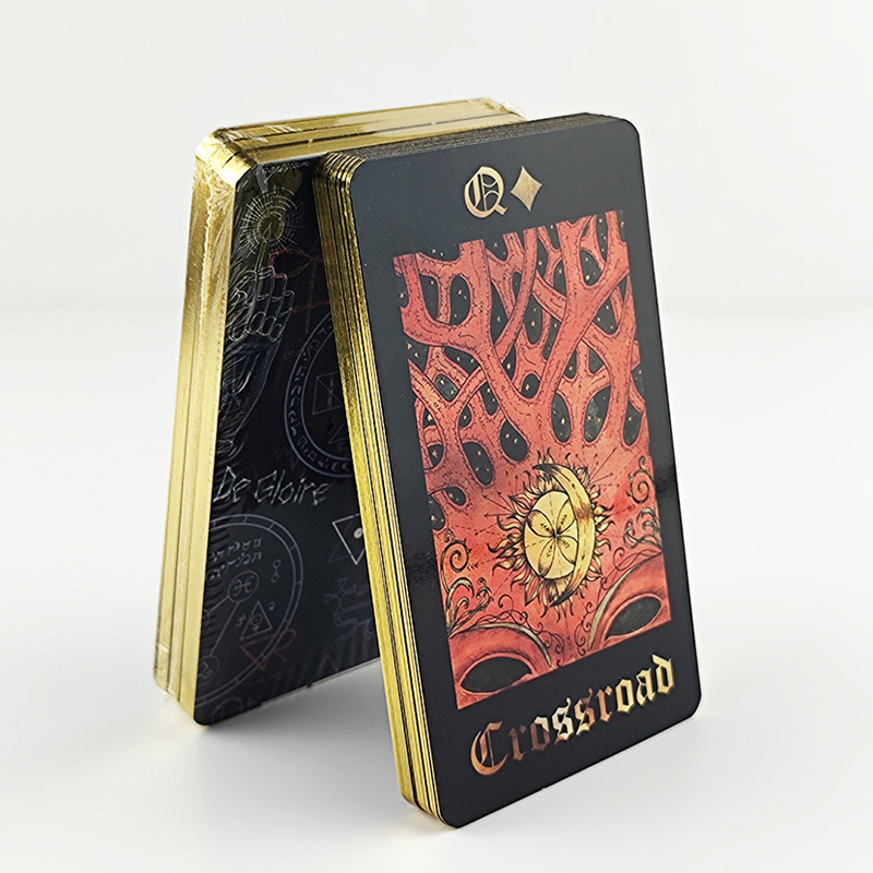 High Quality Custom Wholesale Printing Golden Edges Gold Black Paper Oracle Tarot Deck Affirmation Cards With Book Instruction