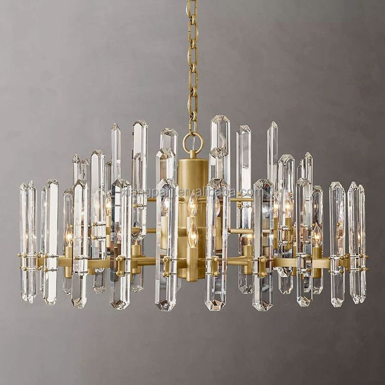 Zhongshan Light Luxury Factory High Quality Restoration Gold Chain Crystal Chandelier For Living Room