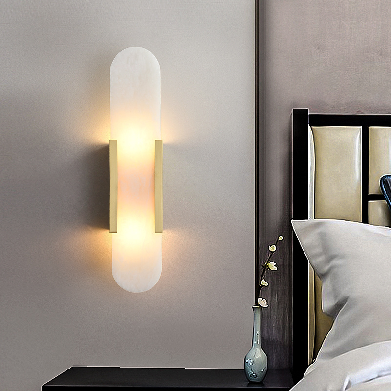 Zhongshan Lighting Factory Modern Interior Hotel Marble LED Wall Lamp Copper Decoration Wall Sconce Light