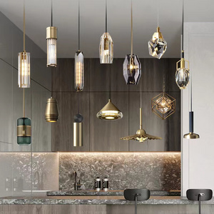 Custom Modern Brass Drop Crystal Blown Glass Island Lighting Single Hanging Kitchen Chandelier Pendant Lights Lamps For Home