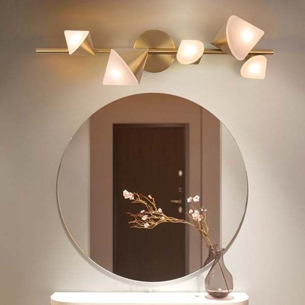 Zhongshan Factory Wholesale 5-Light Modern Gold Bathroom Vanity LED Wall Light Fixtures with White Shade Wall Lamp Light