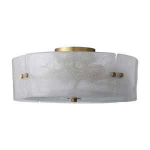 Postmodern Brass Glass Flush Mounted Lamp Round Decorative Led Ceiling Light Lamp