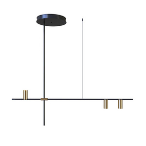 New Arrival Nordic Modern Style Brass Copper Material Black Linear Chandelier For Kitchen Island Table Bra Restaurant