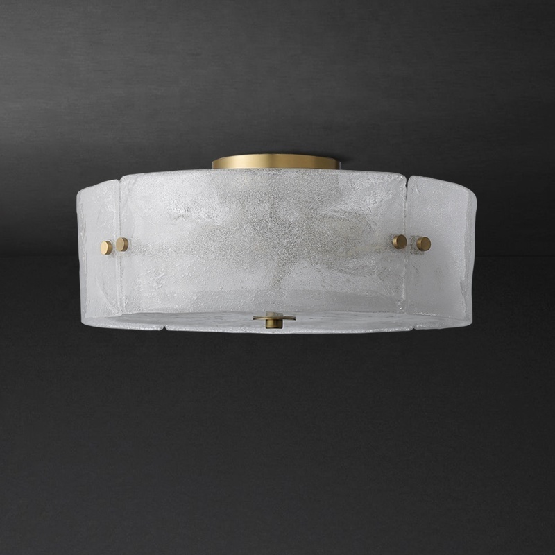 Postmodern Brass Glass Flush Mounted Lamp Round Decorative Led Ceiling Light Lamp