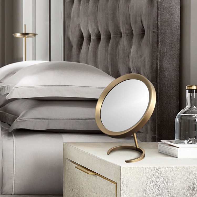 Most popular best supplier brass bedroom furniture makeup with shelf double sided mirror