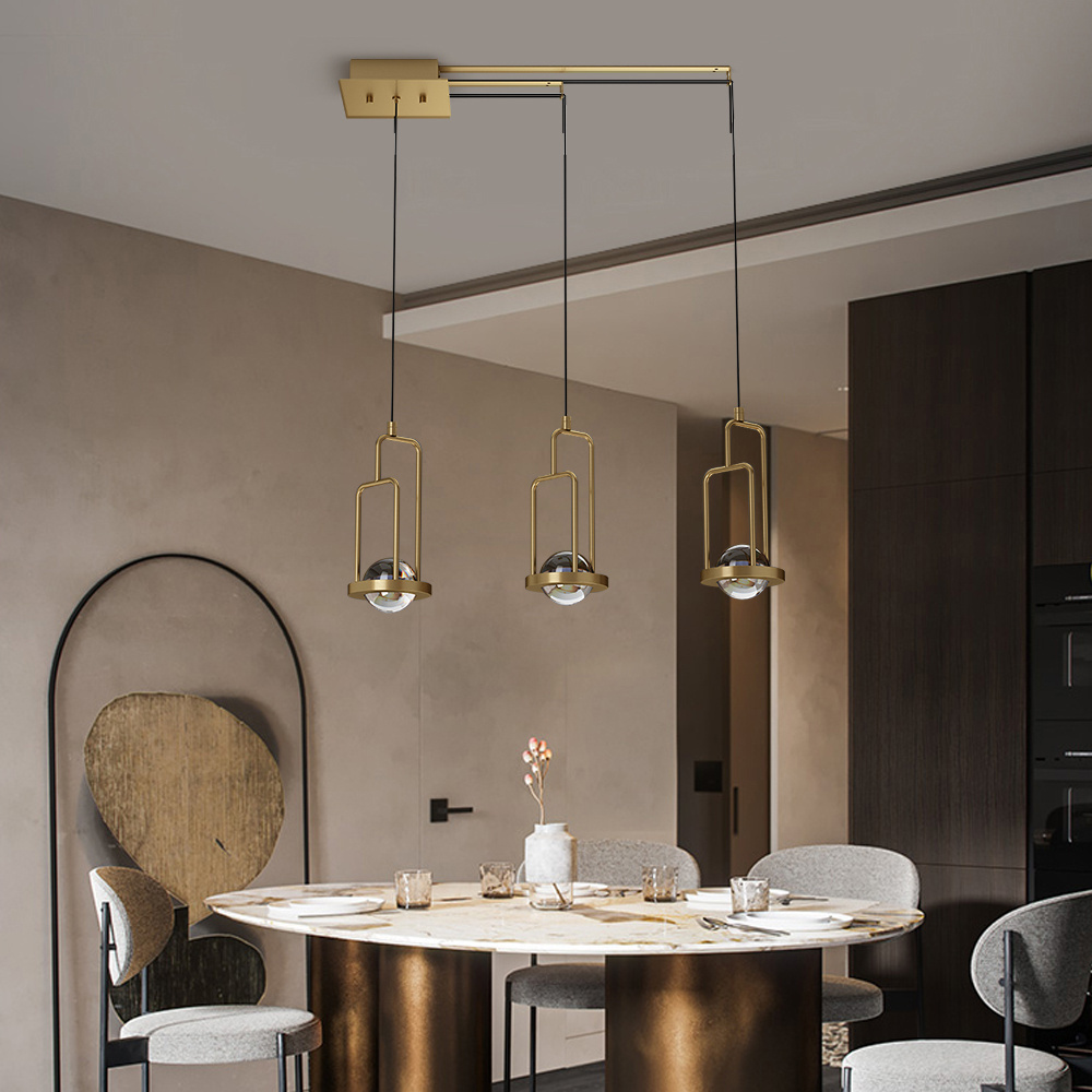 Factory Wholesale New Arrival Dining Room Gold Chandelier Hanging 3 Head Pendant Light For Kitchen Island