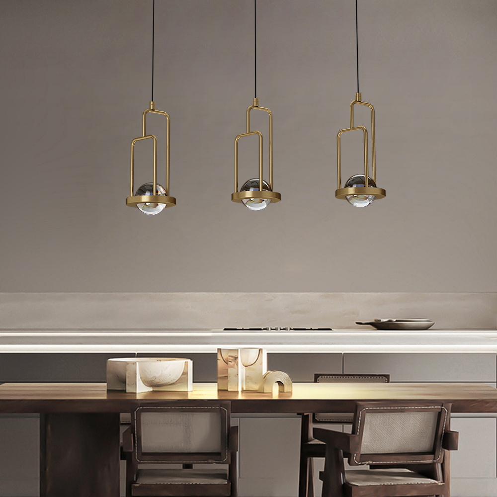 Factory Wholesale New Arrival Dining Room Gold Chandelier Hanging 3 Head Pendant Light For Kitchen Island