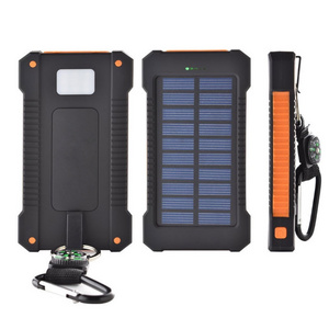 X326 Solar Power Bank Dual Usb Power Bank 20000mah Waterproof Battery Charger Portable Power Banks Solar Panel With Led Light