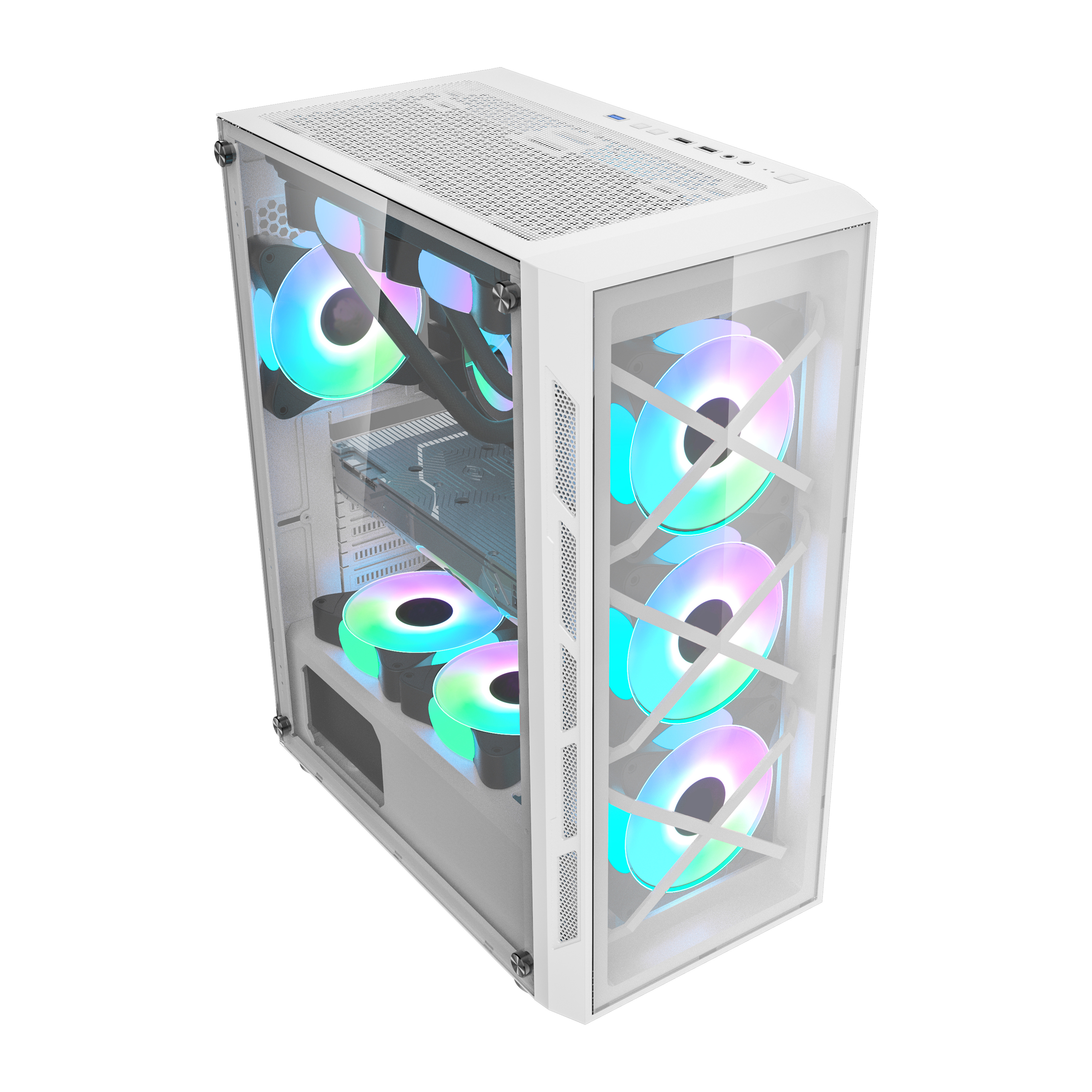 Atx pc with fan colourful plexiglass horizontal cooled cpu cabinet dustproof gaming Computer Case