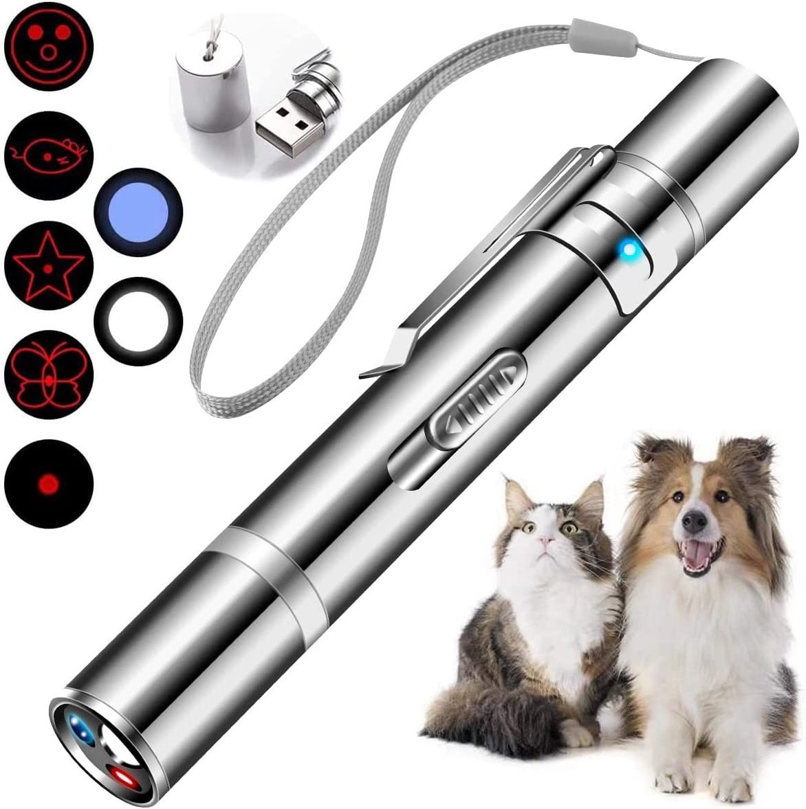 Cat Toys for Indoor Cats Laser Pointer Interactive Cat Toy Light Lazer Pointer Multi-Mode USB Rechargeable Pet Dogs Kitten Toy