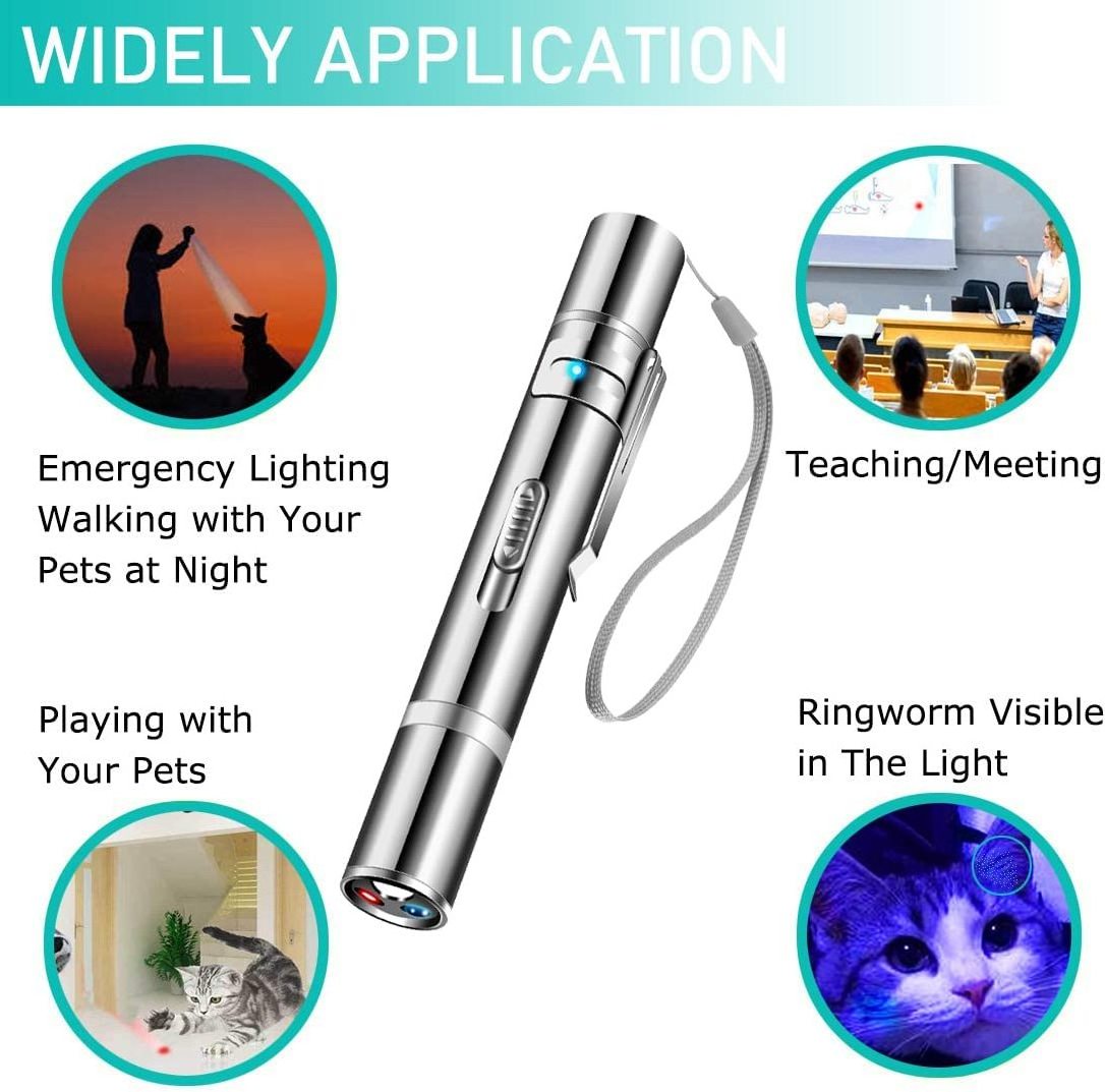 Cat Toys for Indoor Cats Laser Pointer Interactive Cat Toy Light Lazer Pointer Multi-Mode USB Rechargeable Pet Dogs Kitten Toy