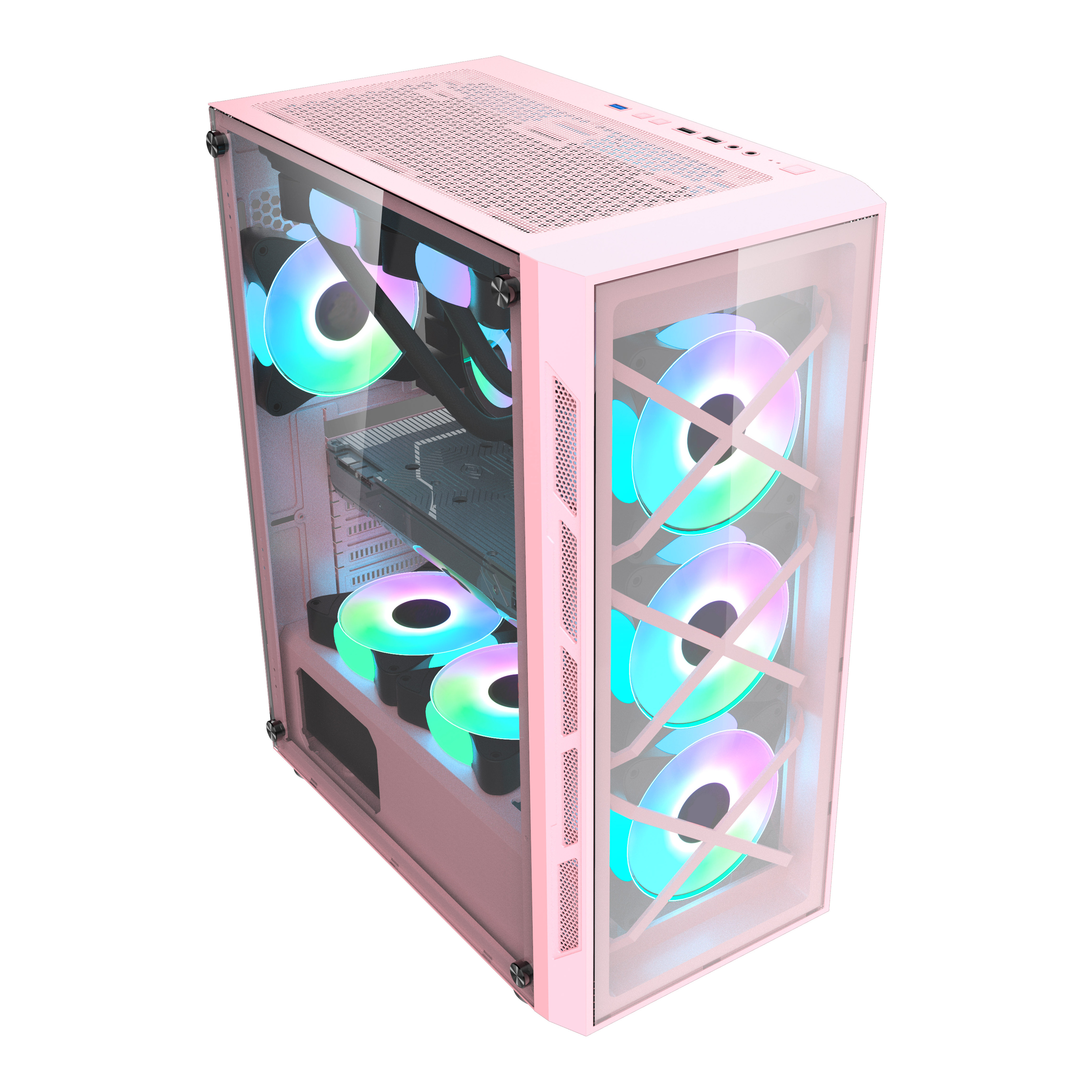 Atx pc with fan colourful plexiglass horizontal cooled cpu cabinet dustproof gaming Computer Case