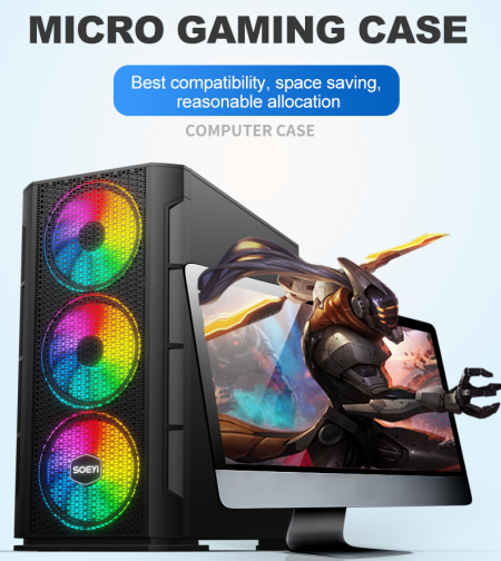 pc 2023 Wholesales New Designed Custom Micro ATX Tempered Glass RGB PC Hulle Gaming Computer PC Case