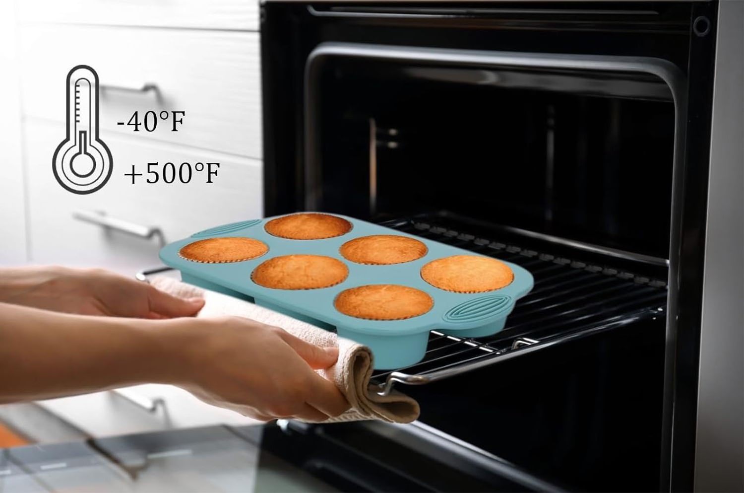 Silicone Muffin Pan - 6-Cavity Nonstick Baking Tray for Muffins, Cupcakes, Brownies and More - Food Grade Silicone