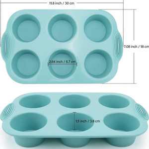 Silicone Muffin Pan - 6-Cavity Nonstick Baking Tray for Muffins, Cupcakes, Brownies and More - Food Grade Silicone