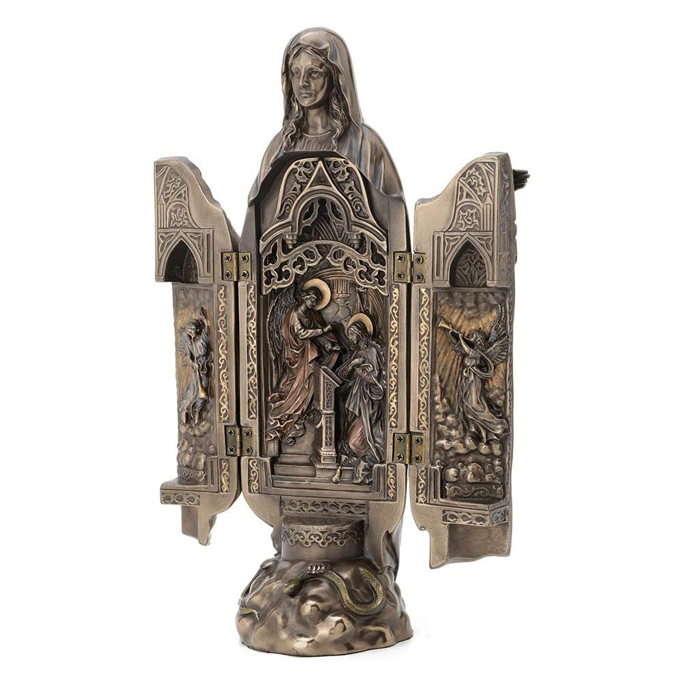 Factory Wholesale Bronze Color resin virgin mary statue 3d religious craft wholesale lady figurines religious statues