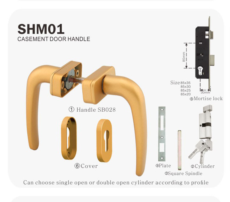 Sherma Aluminium Casement Door Lock Handle Set Hardware For Apartment