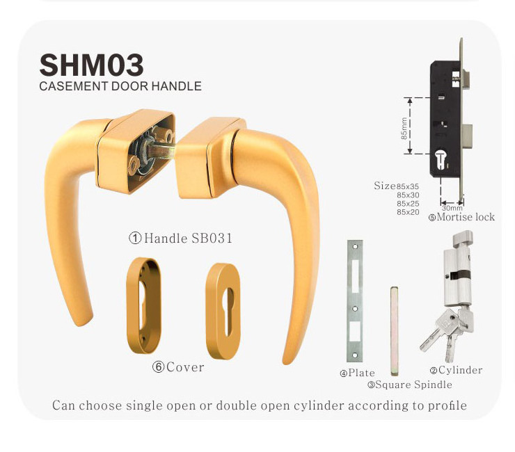 Sherma Aluminium Casement Door Lock Handle Set Hardware For Apartment