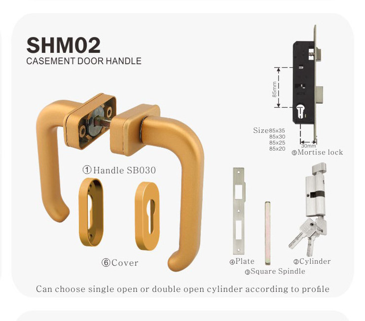 Sherma Aluminium Casement Door Lock Handle Set Hardware For Apartment