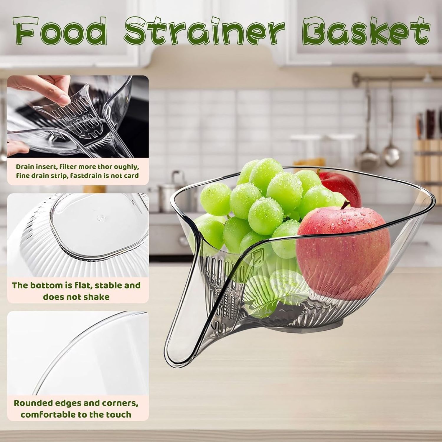 Hot Selling Multifunctional Plastic Drain Basket For Kitchen Vegetable Washing Pasta Fruit Salad Rice Preparation