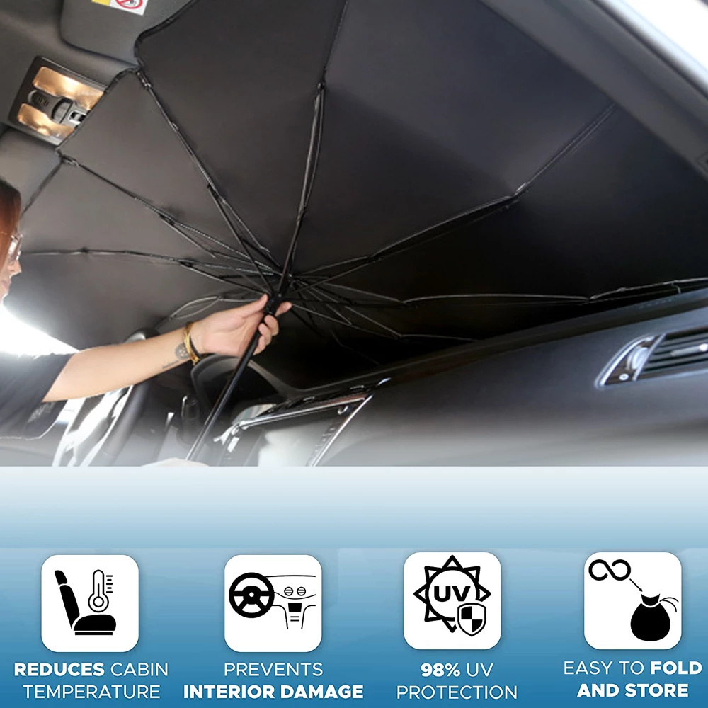 Hot Sale UV-Blocking 190T Car Umbrella Foldable Car Sunshades Front Window Sunshades Sun Visor For Kids For AUDI