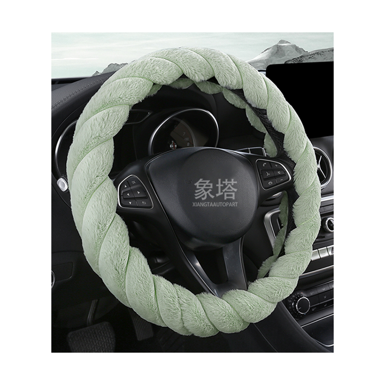 Xiangta Amazon Hot Sale Promotion Soft Sewing Fluffy Fur Grily Car Steering Wheel Cover Universal Steering Wheel Cover