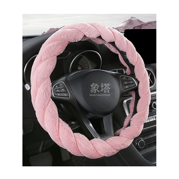 Xiangta Winter Warm Car Steering Wheel Cover Ultra Comfortable Cold Resistant Elastic Fluffy Cover For Car Steering Wheel