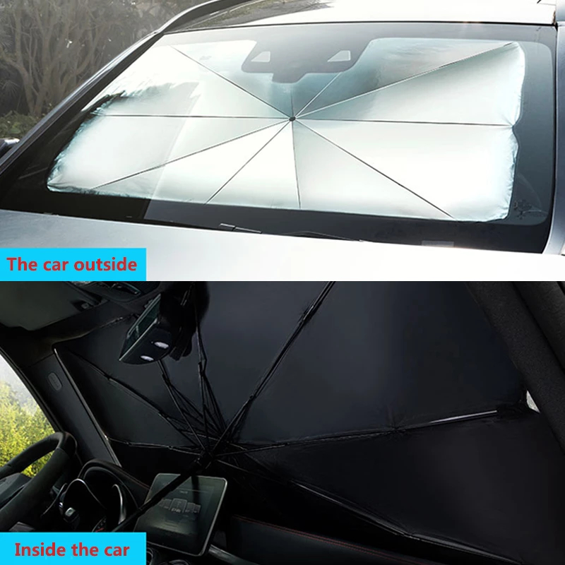 XIANGTA Custom Logo Foldable UV Proof Sun Visor 170T 190T Car Sunshades Heat Protection Umbrella for Sedan SUV Front Windshield