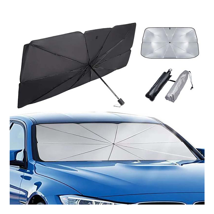 XIANGTA Custom Logo Foldable UV Proof Sun Visor 170T 190T Car Sunshades Heat Protection Umbrella for Sedan SUV Front Windshield