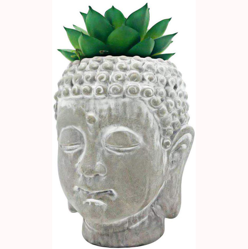 Wholesale Serene Buddha Head Planter  Flowerpot Cement Buddha Head Planter Pot for Outdoor Indoor Decor