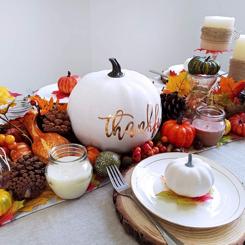 Resin Large White Pumpkin Gold Lettering Cream Craft Thanksgiving Decor Fall  Pumpkin Decor